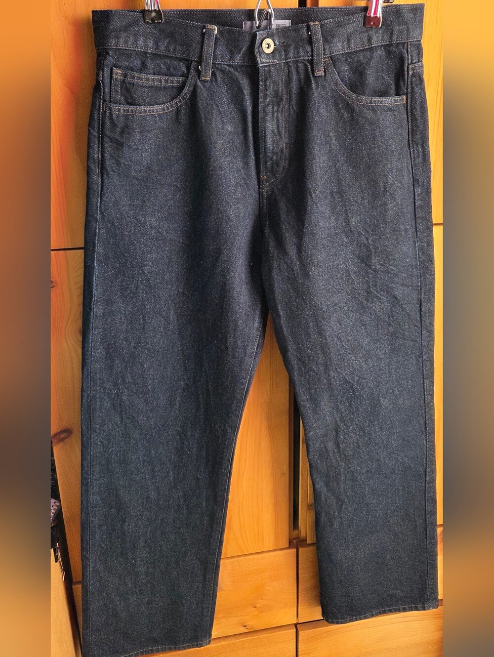 JW Anderson X Uniqlo Women's Dark Wash Rigid Denim Straight Leg Jeans Size 10